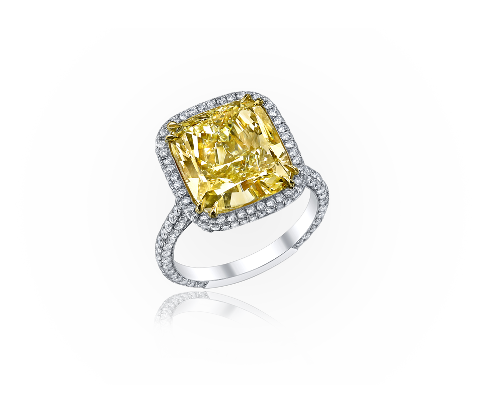 The Yellow Cusion Cut Bridal Ring