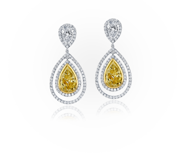 Yellow Pear Drop Earrings